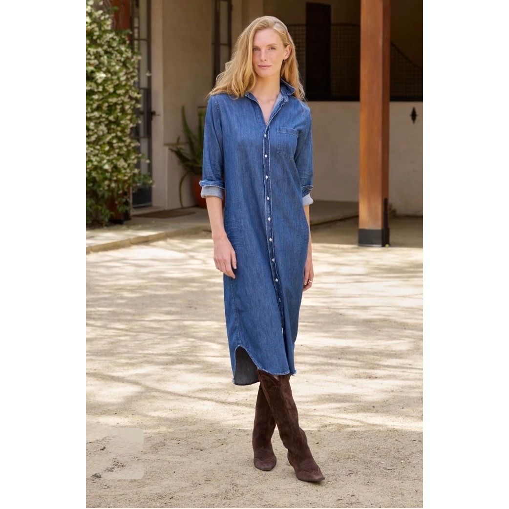 Frank & Eileen Rory Famous Denim Shirt Dress Vintage Stonewashed Indigo Medium